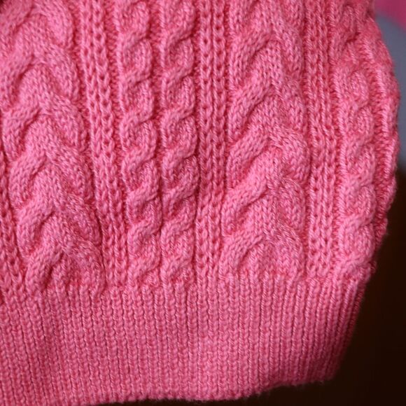 Wainscott VTG Pink Cable Knit Turtle Neck Pullover Sweater Large - Picture 7 of 13